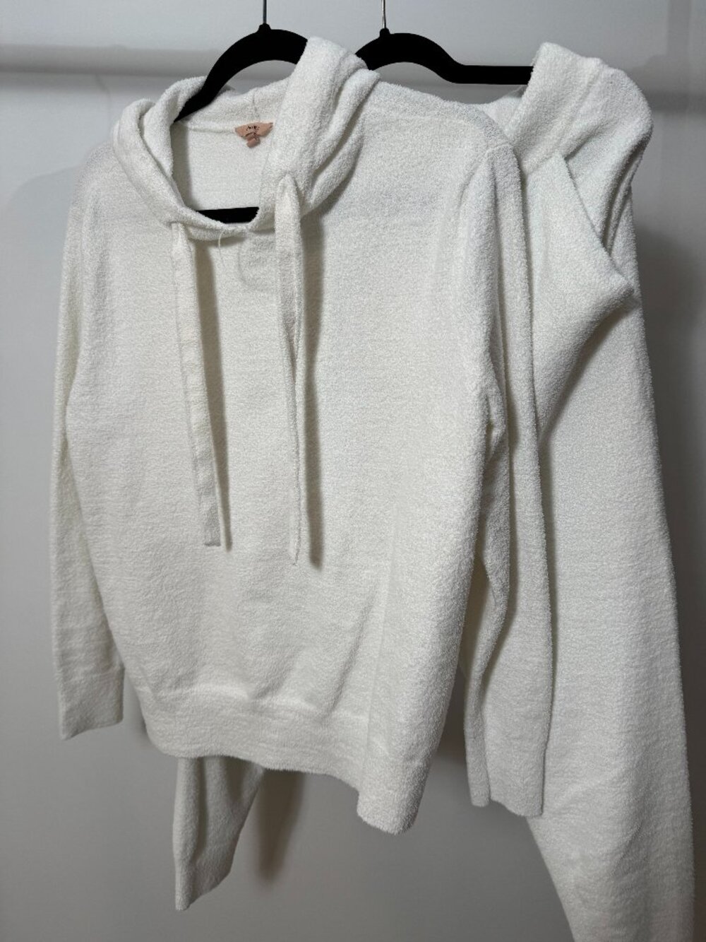 Eberjey Cream Plush Boucle Knit Hoodie & Joggers Pajama Set